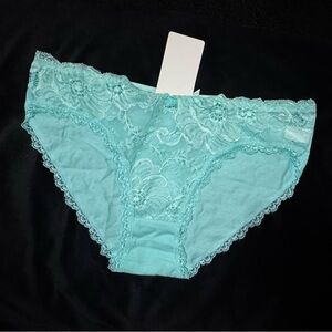 Lace Trim Light Blue Panties